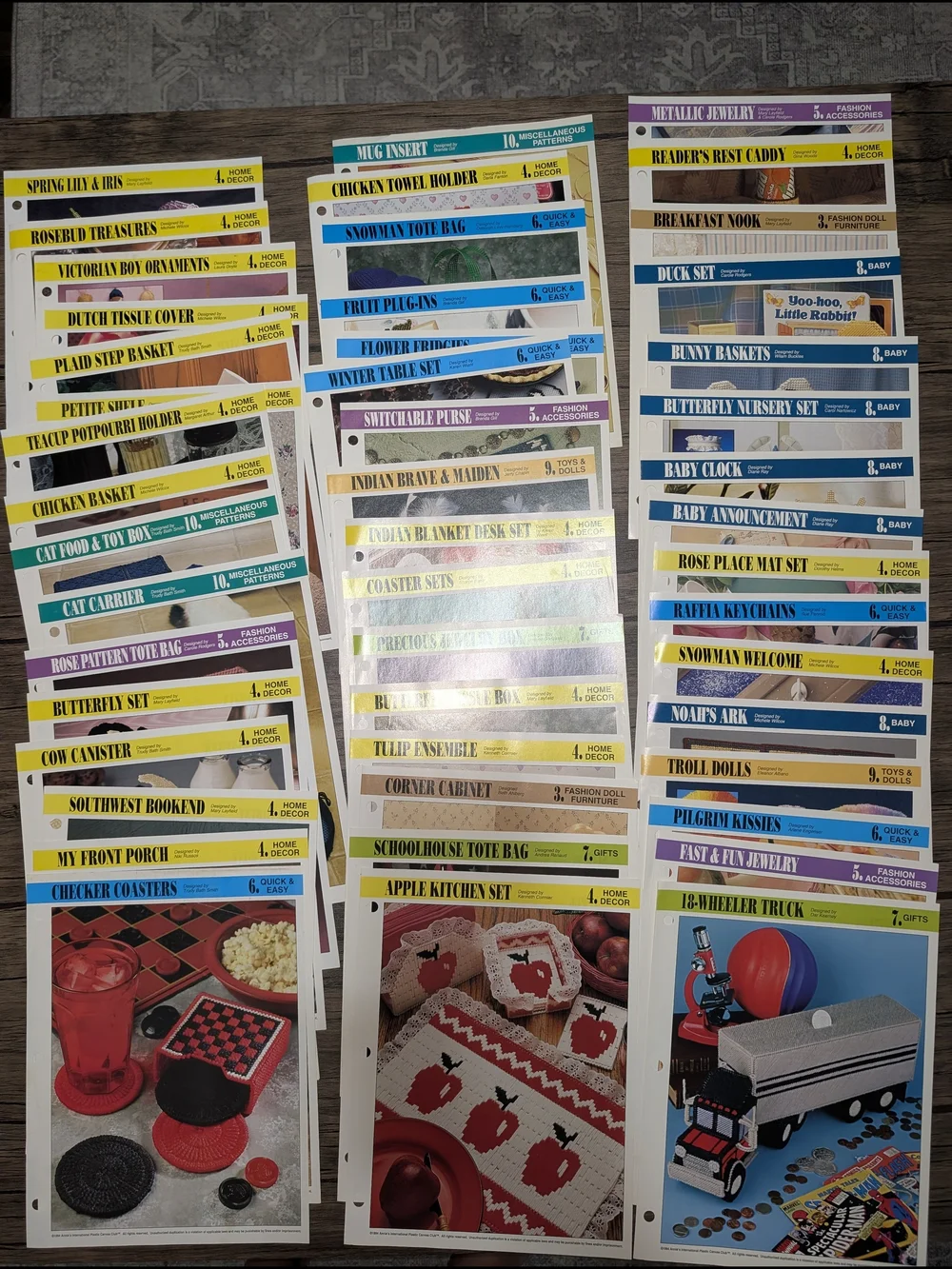 48 Annie's International Plastic Canvas Club Patterns Instructions Inserts Cards